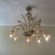 Vintage Venetian chandelier in Murano glass dusted with gold (6 arms)