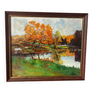 Paysage automnal signé