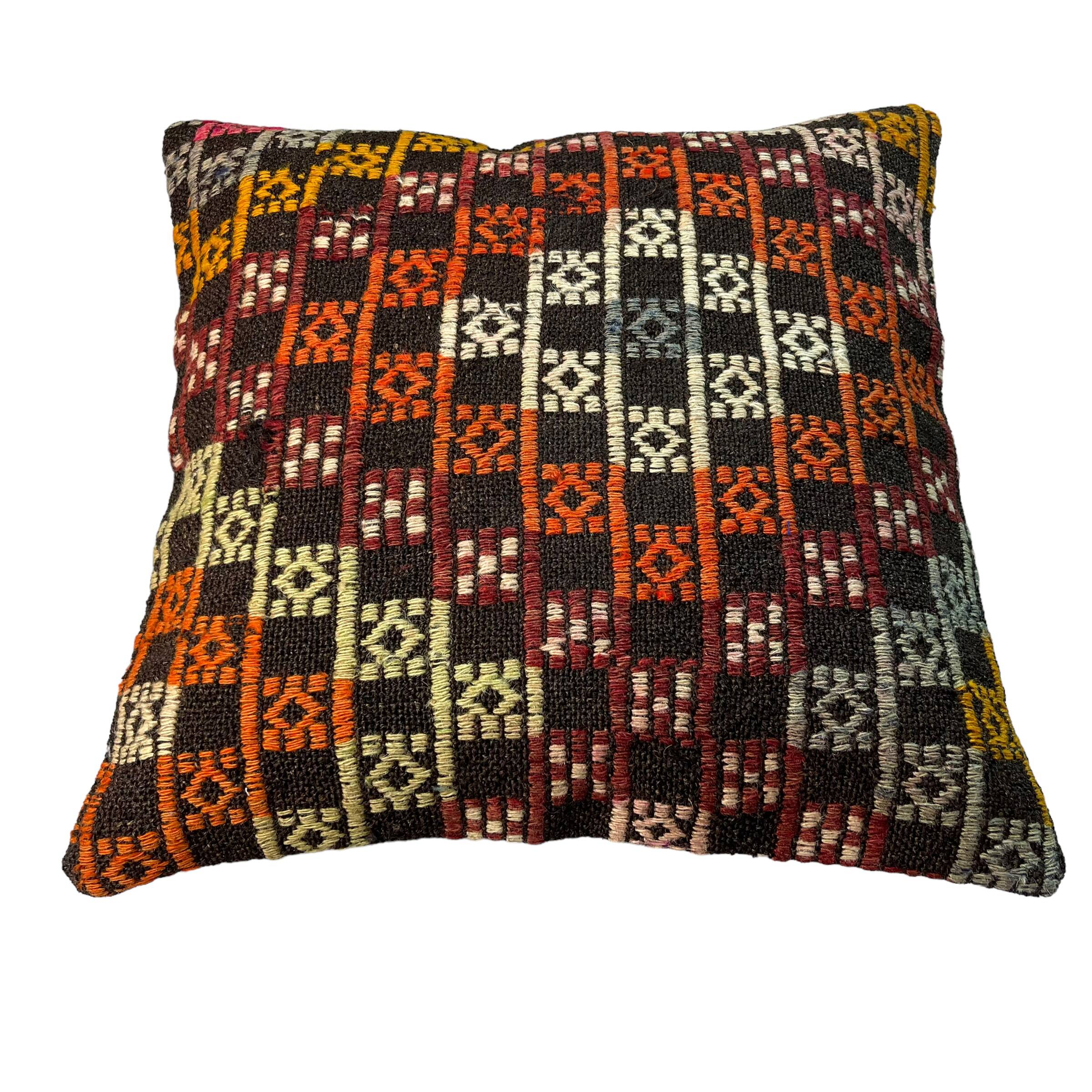 VINTAGE TURKISH KILIM CUSHION COVER , 45 X 45 CM