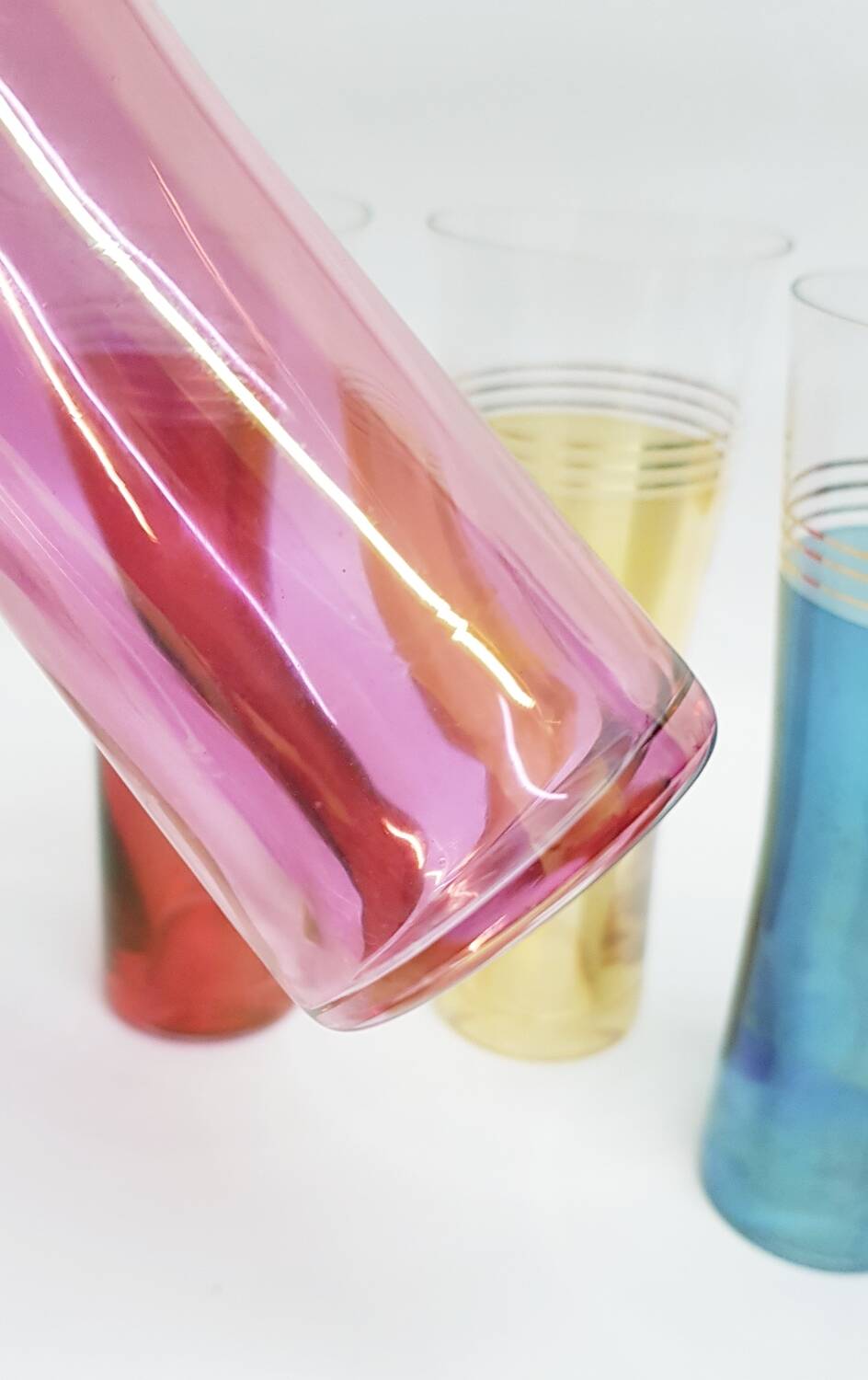 1960's pearlescent Tom Collins glasses