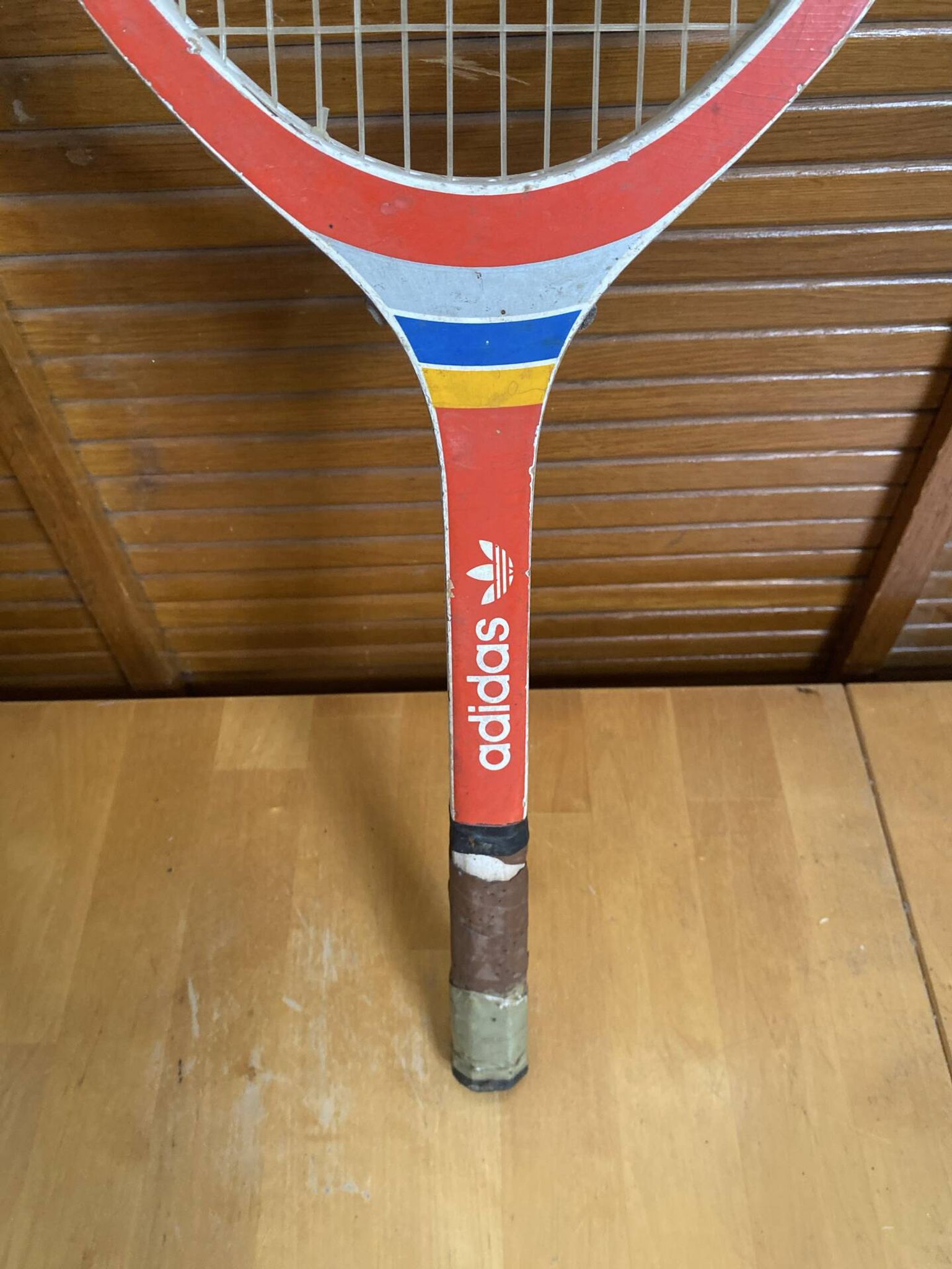 Vintage ADIDAS Cadet Wooden Tennis Racket + Sports Cover #E24