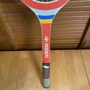 Vintage ADIDAS Cadet Wooden Tennis Racket + Sports Cover #E24