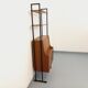 Vintage modular secretary bookshelf in teak and metal.