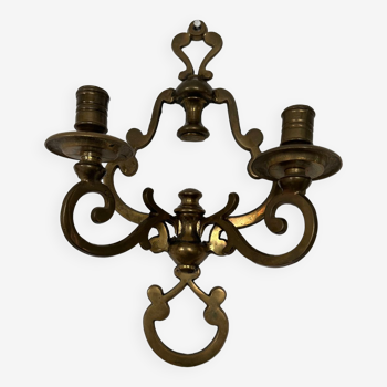 Antique candle holder chiseled brass wall