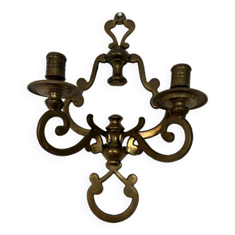 Antique candle holder chiseled brass wall