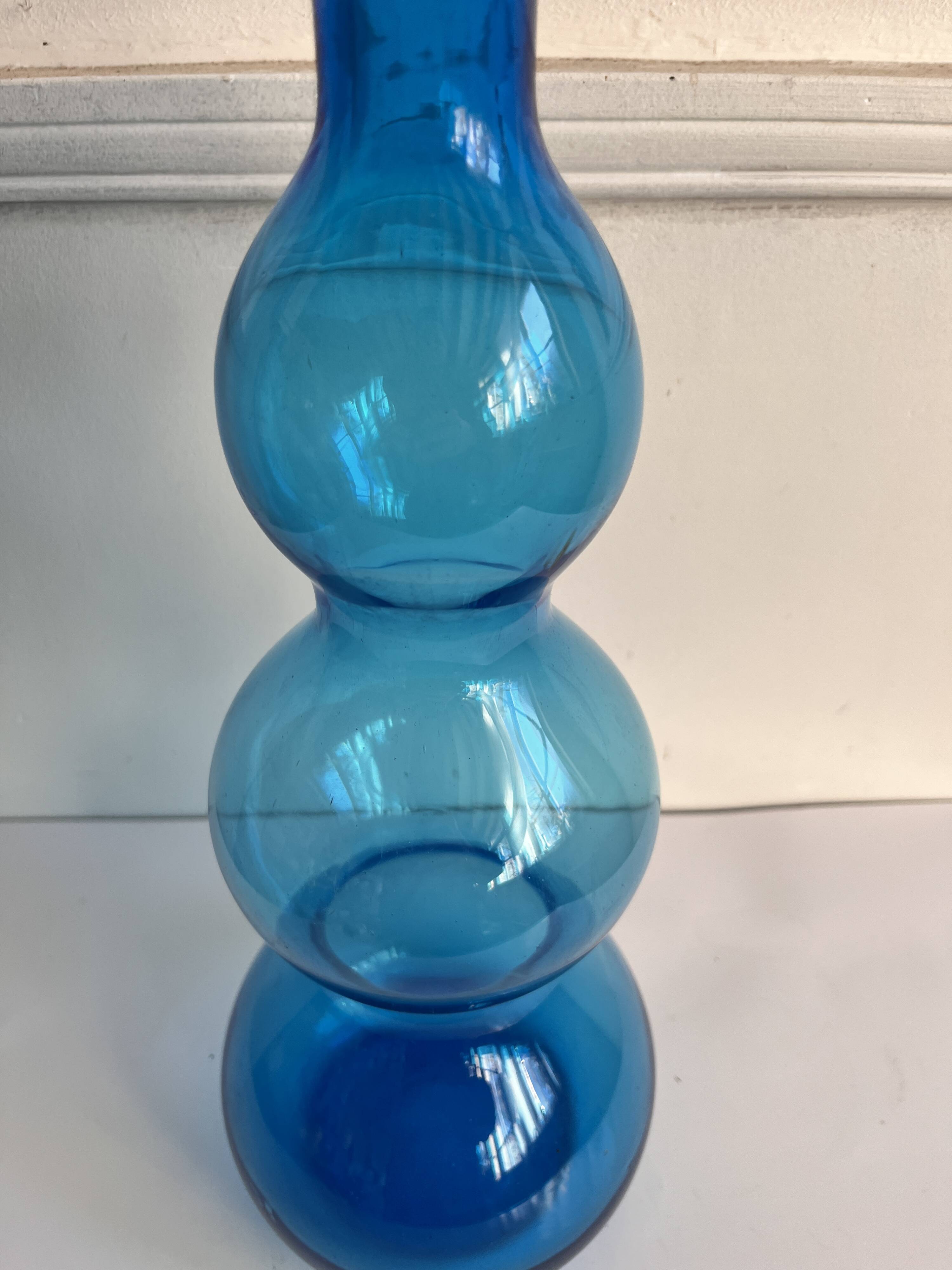 Blue blown glass vase