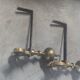 Paire de chenets en bronze et acier XIX Hollande