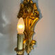 Pair of vintage gilded wood electric wall sconces