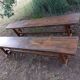 Pair of solid cherry wood farmhouse benches, 1950/60