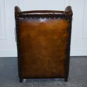 Victorian Hand-Dyed Brown Leather Reading Chair