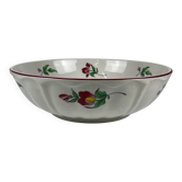 Large round salad bowl, Réverbère model by KG Lunéville, rose pattern.