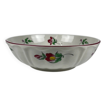 Grand saladier rond, modèle Réverbère par KG Lunéville, motif rose