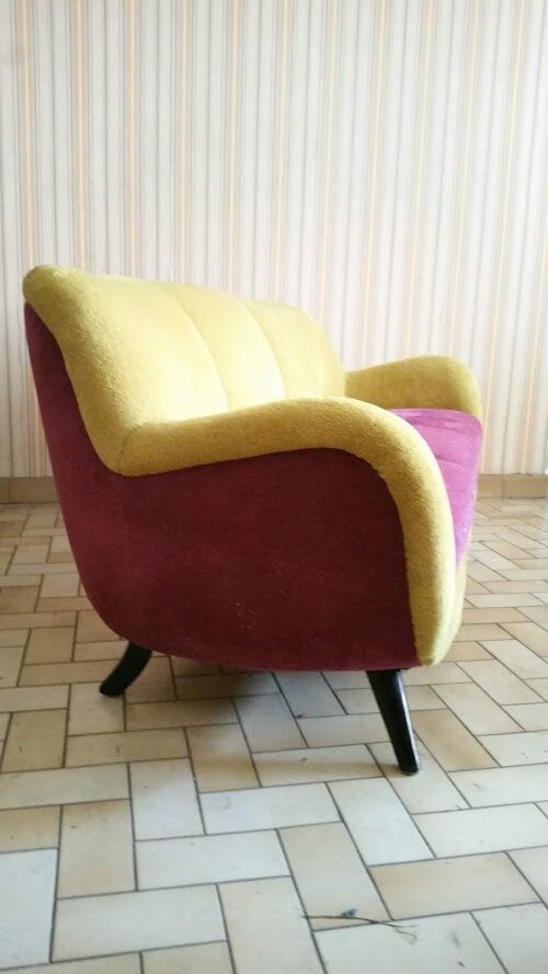 Sofa "" Teddy "" organic design EGG year 50 60 plush bi color