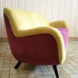 Sofa "" Teddy "" organic design EGG year 50 60 plush bi color