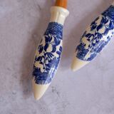 Set of wooden and ceramic salad cutlery