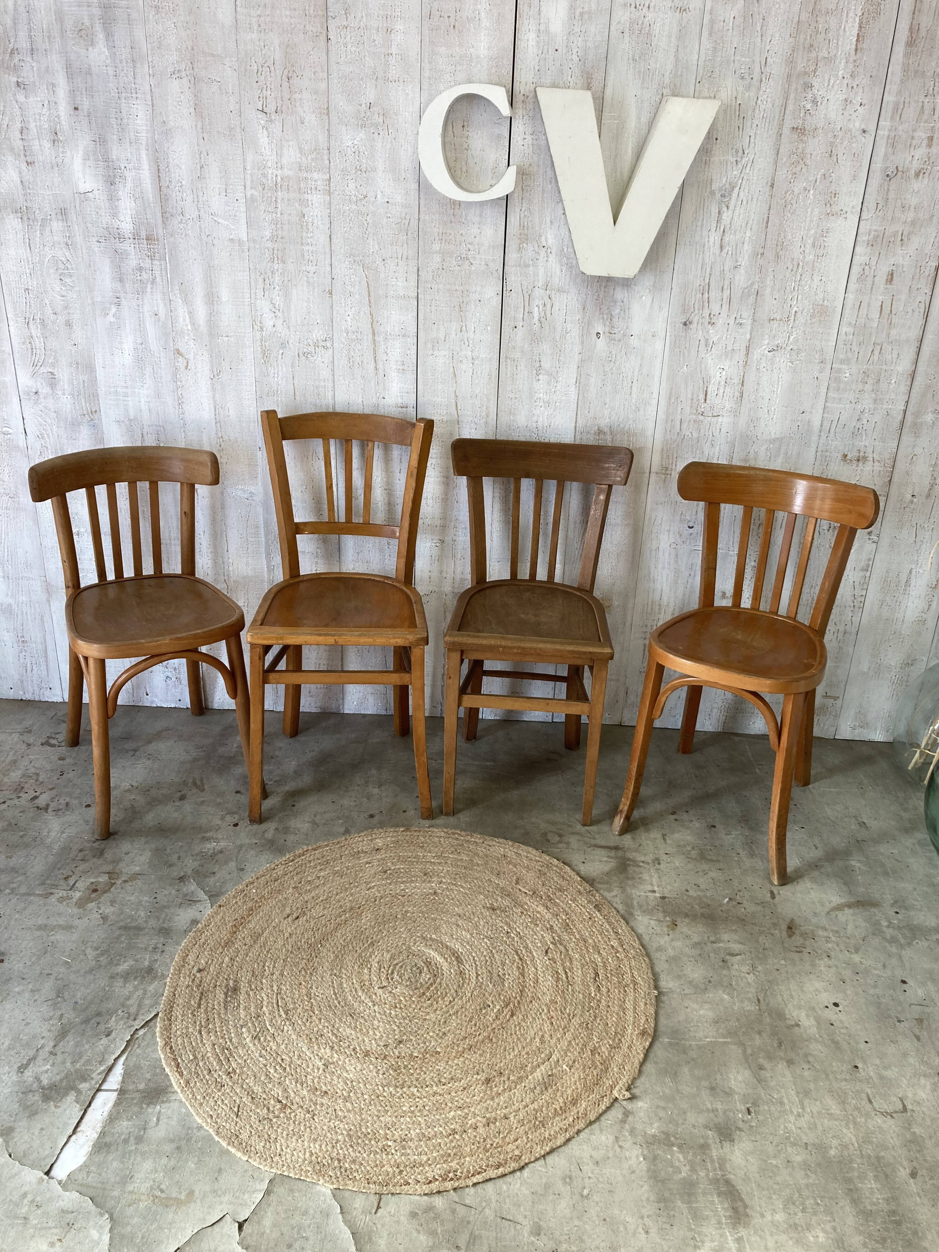Set of 4 mismatched bistro chairs