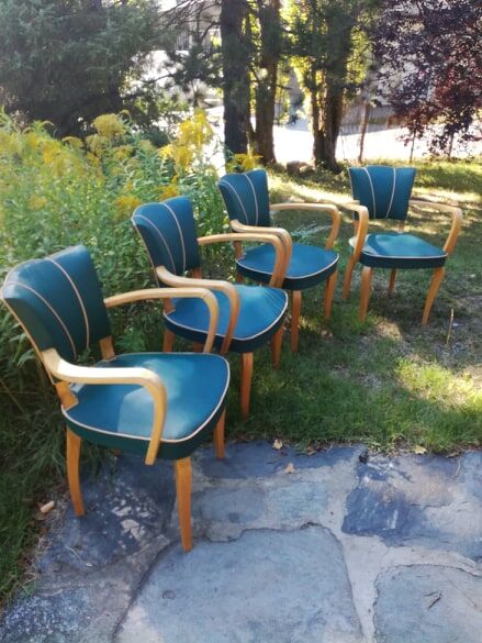 Ensemble de 4 fauteuils bridge 1950