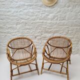 Pair of rattan basket armchairs, 1960s