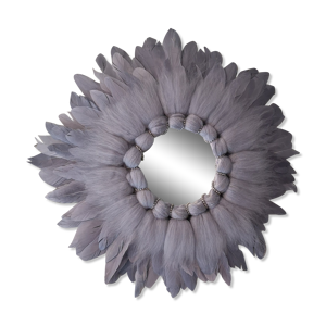 Miroir plumes et laine - gris