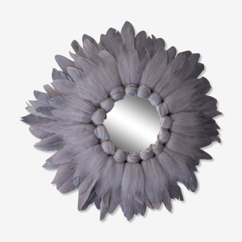 Mirror feathers and gray wool 65cm