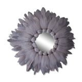 Mirror feathers and gray wool 65cm