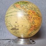 Art Deco glass and metal globe with functional lighting