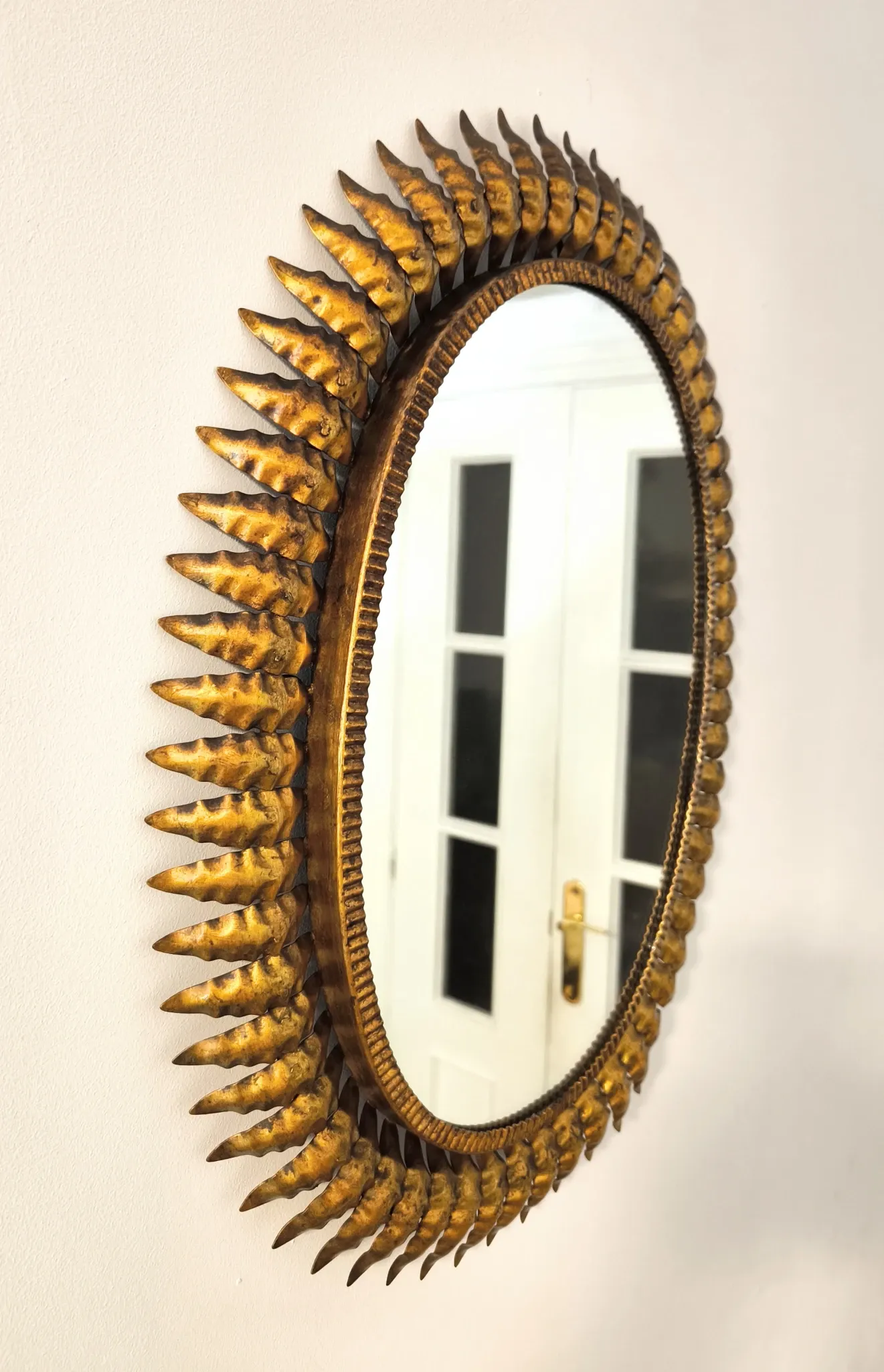 Vintage Sun Mirror in gold metal 1960s