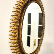 Vintage Sun Mirror in gold metal 1960s
