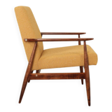 Scandinavian mustard yellow bouclé armchair 1970s by H.Lis