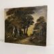 Old oil painting on canvas of a forest landscape.