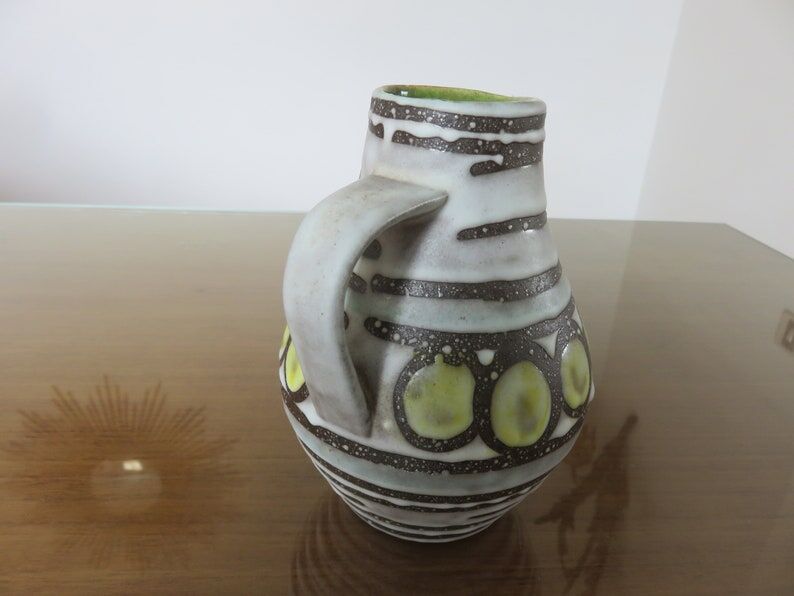 Green and grey ceramic pitcher 60s