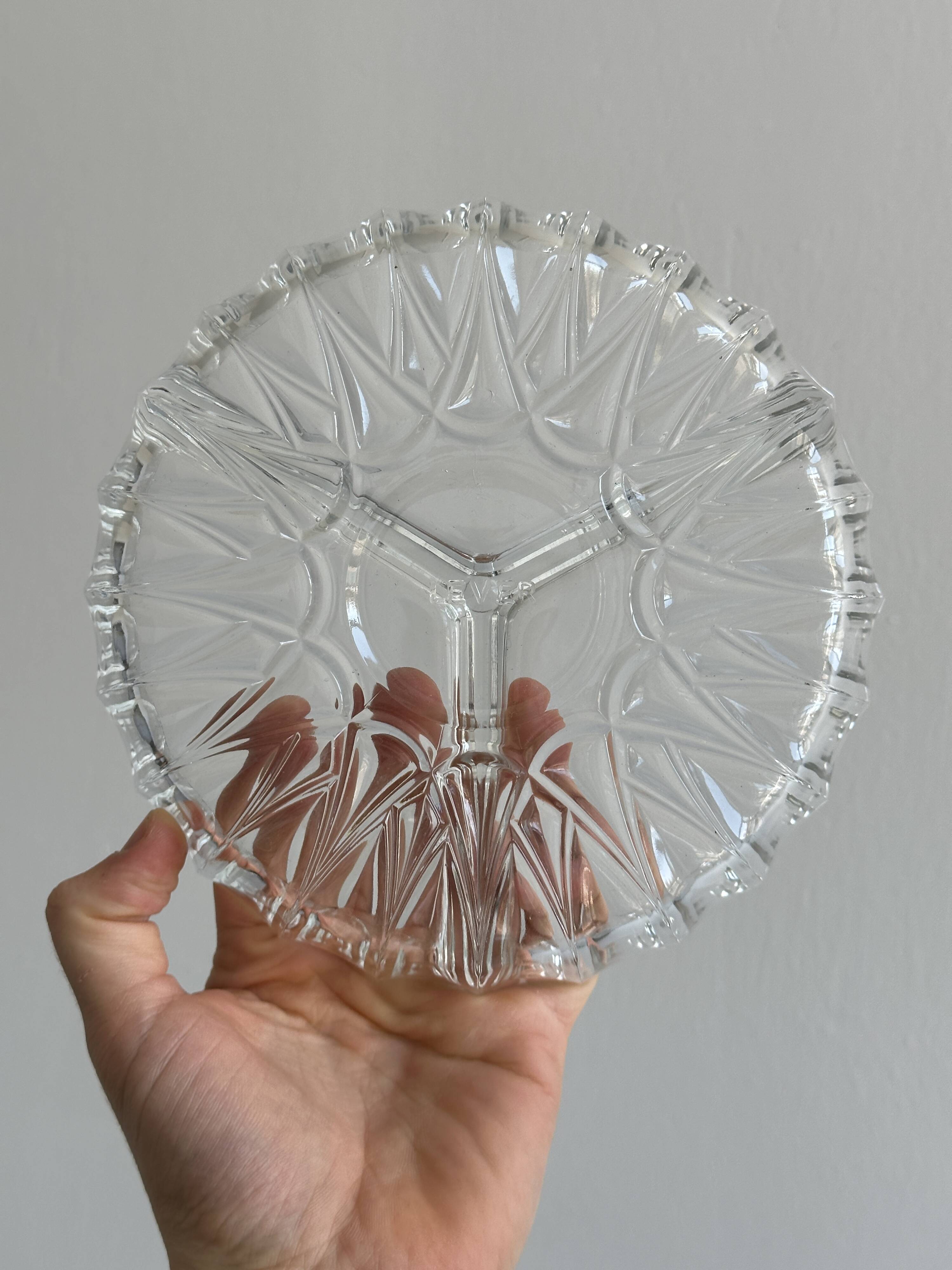 Glass and silver metal dish