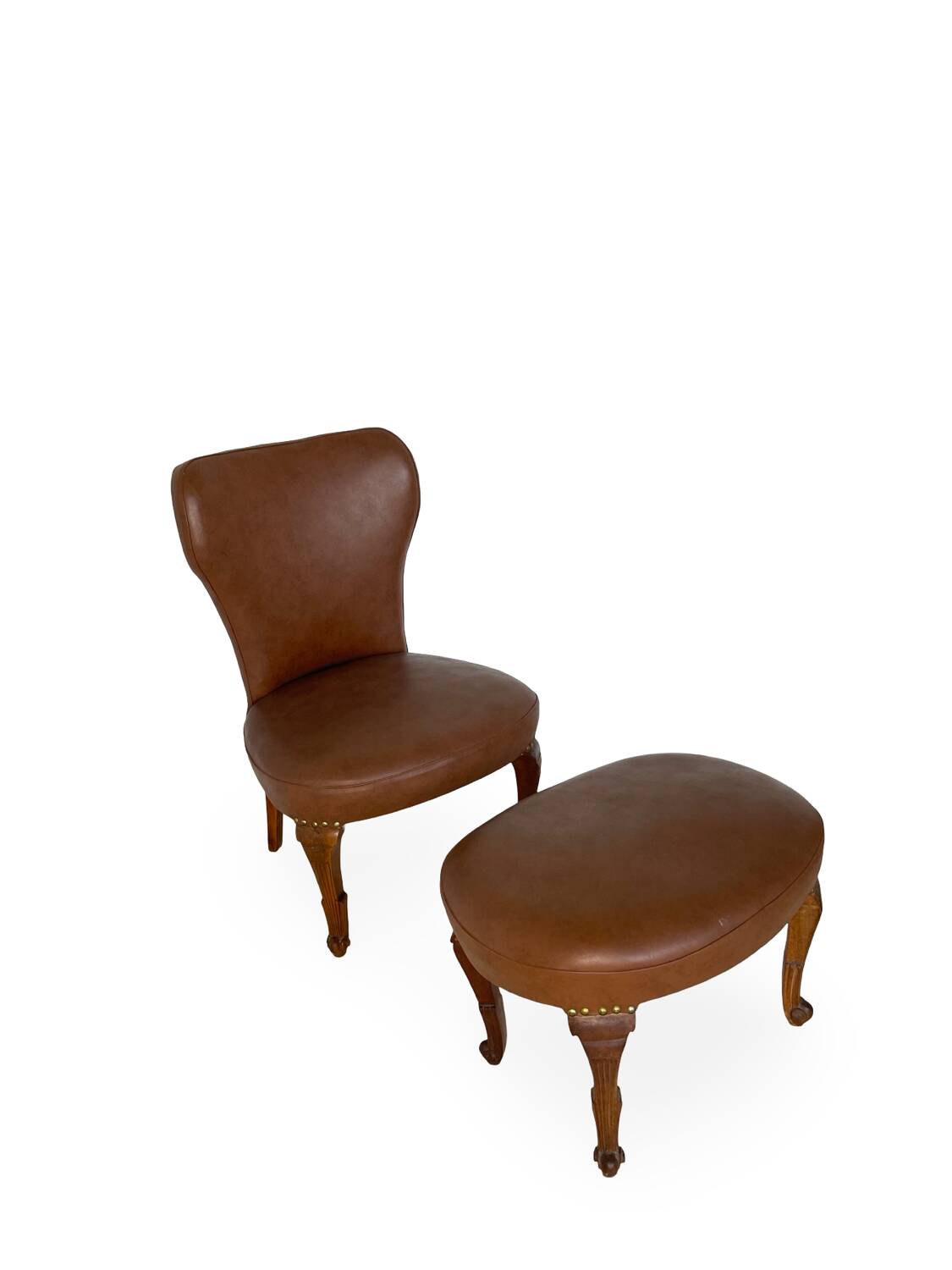 Ensemble de chaises d'appoint et tabouret pour pied, années 1950.