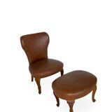 Set of the side chairs and stool for leg, 1950s.