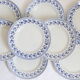 Ensemble de 9 assiettes plates, saint Amand, Bleuets, terre de fer