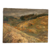 Ochre and brown landscape, oil on canvas signed