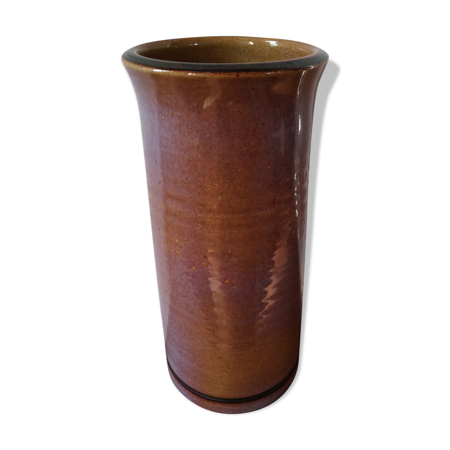 Purple enamelled sandstone vase