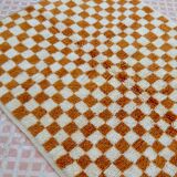 Berber rug in brown and beige check pattern - 206 x 154 cm