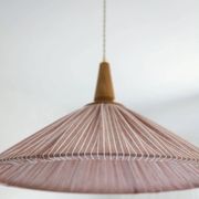 Suspension ELEONORE — 60 cm, lin et coton rayé terra