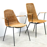 Set of two rattan easy chairs