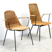 Set of two rattan easy chairs