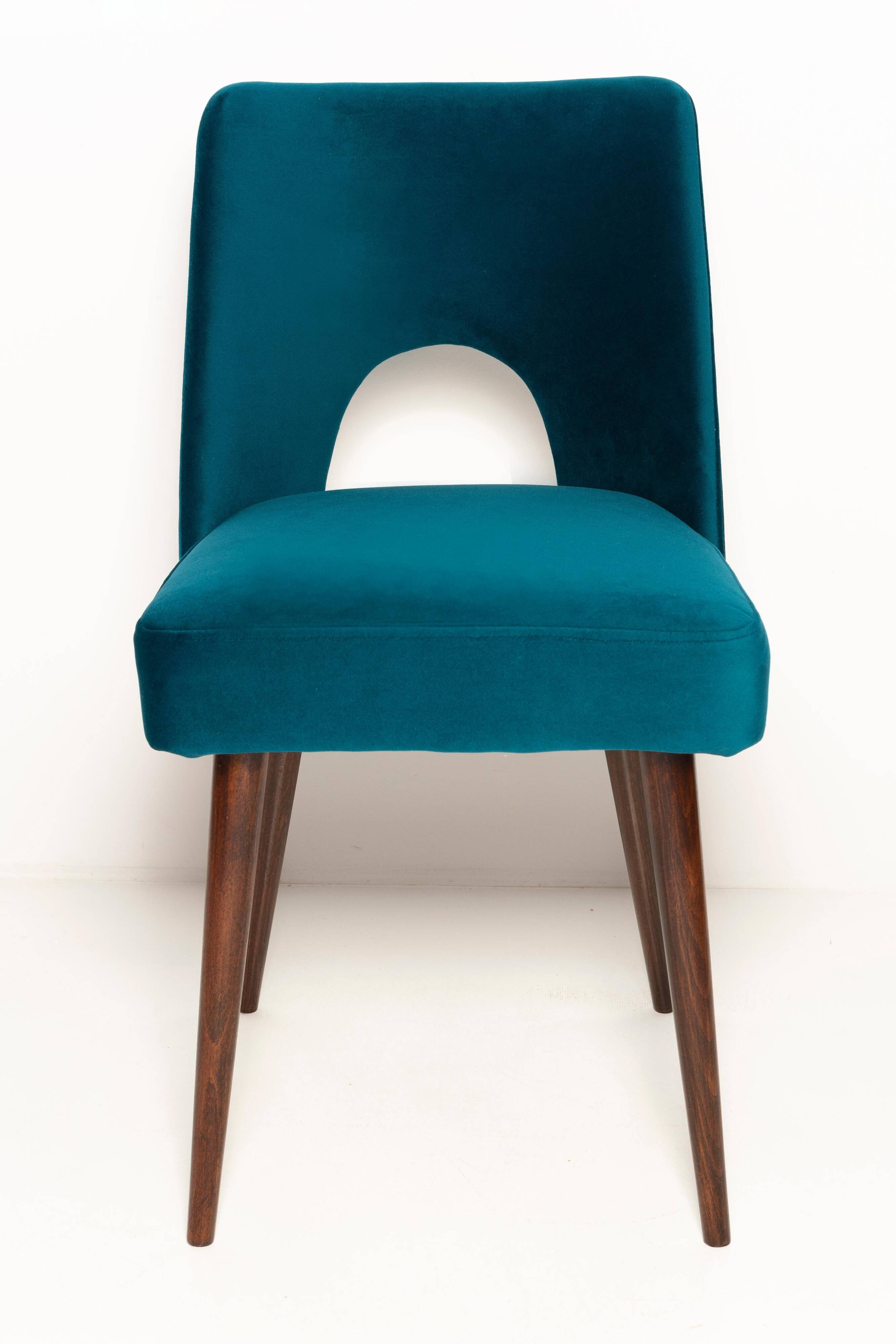 Chaise 'Shell' en Velours Vert Émeraude Milieu du Siècle, Europe, 1960s