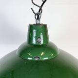 Industrial British Green Enamel Factory Pendant Lamp, 1960s