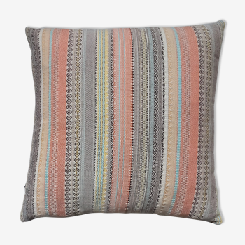 Coussin 42 cm x 42cm coloris orange et bleu