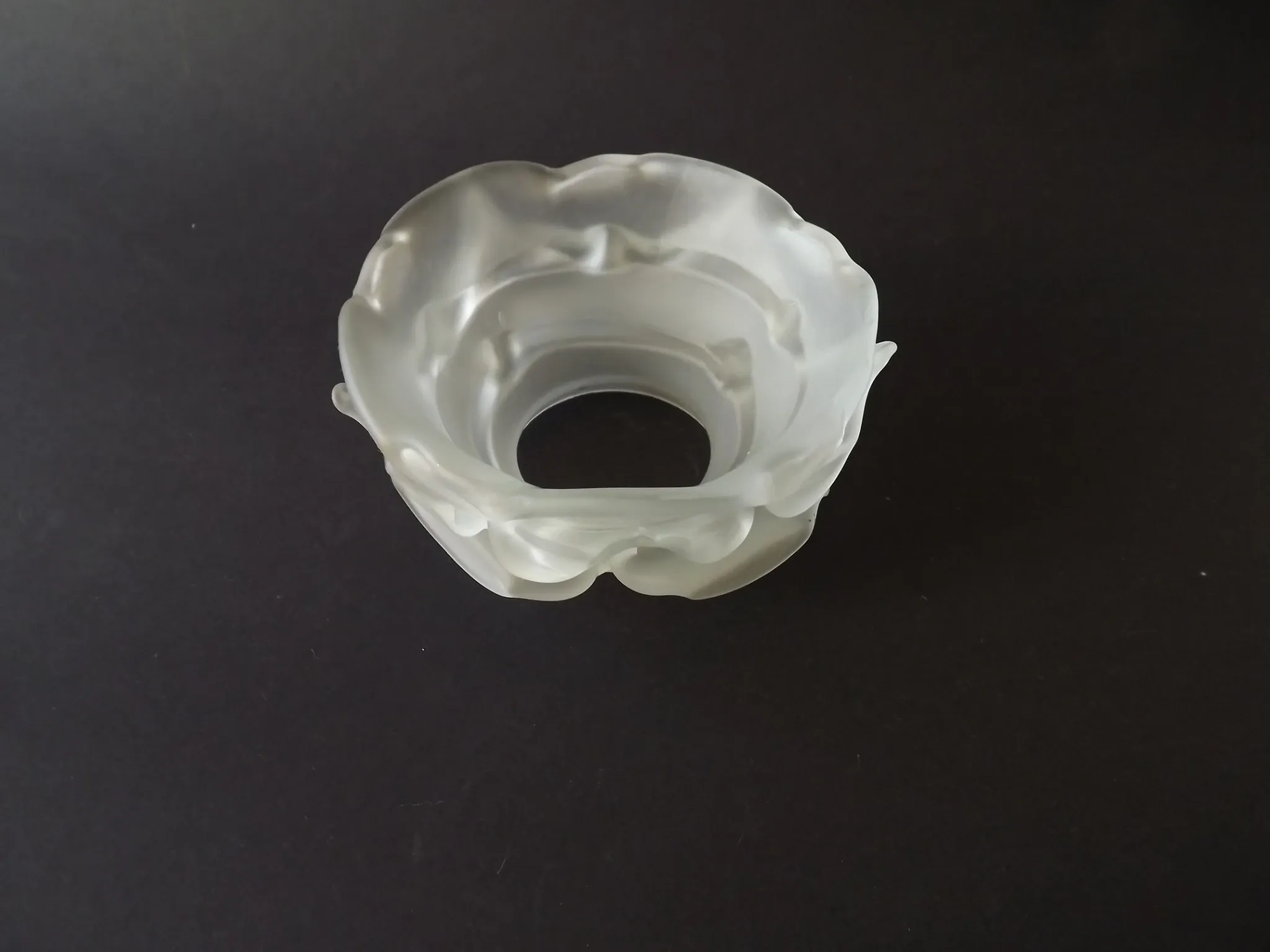 Vintage French Art Deco Frosted Satin Glass Rose Petal Flower Lamp Shade