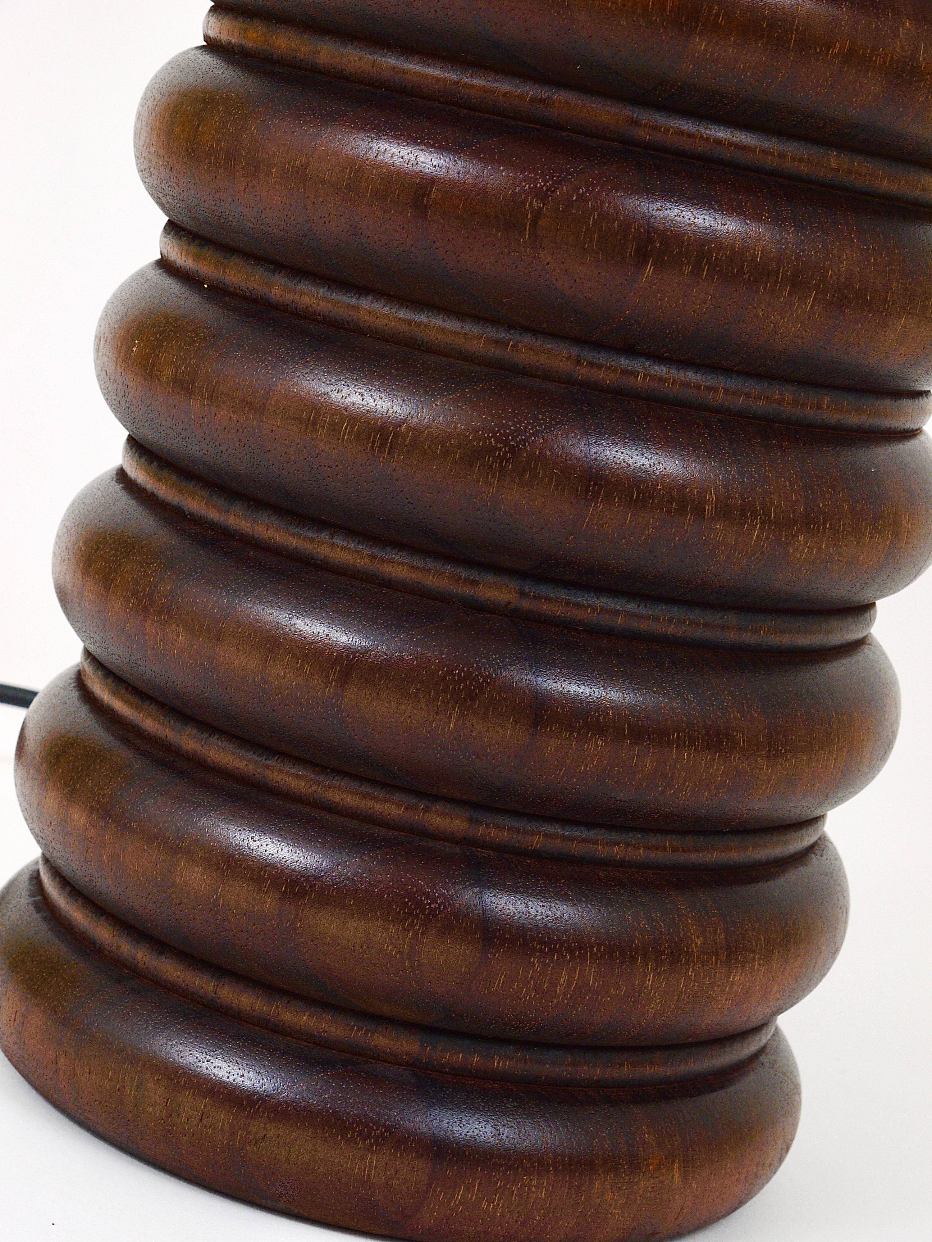 Mid-century table or accent lamp, turned wooden base, Sweden, 1970s