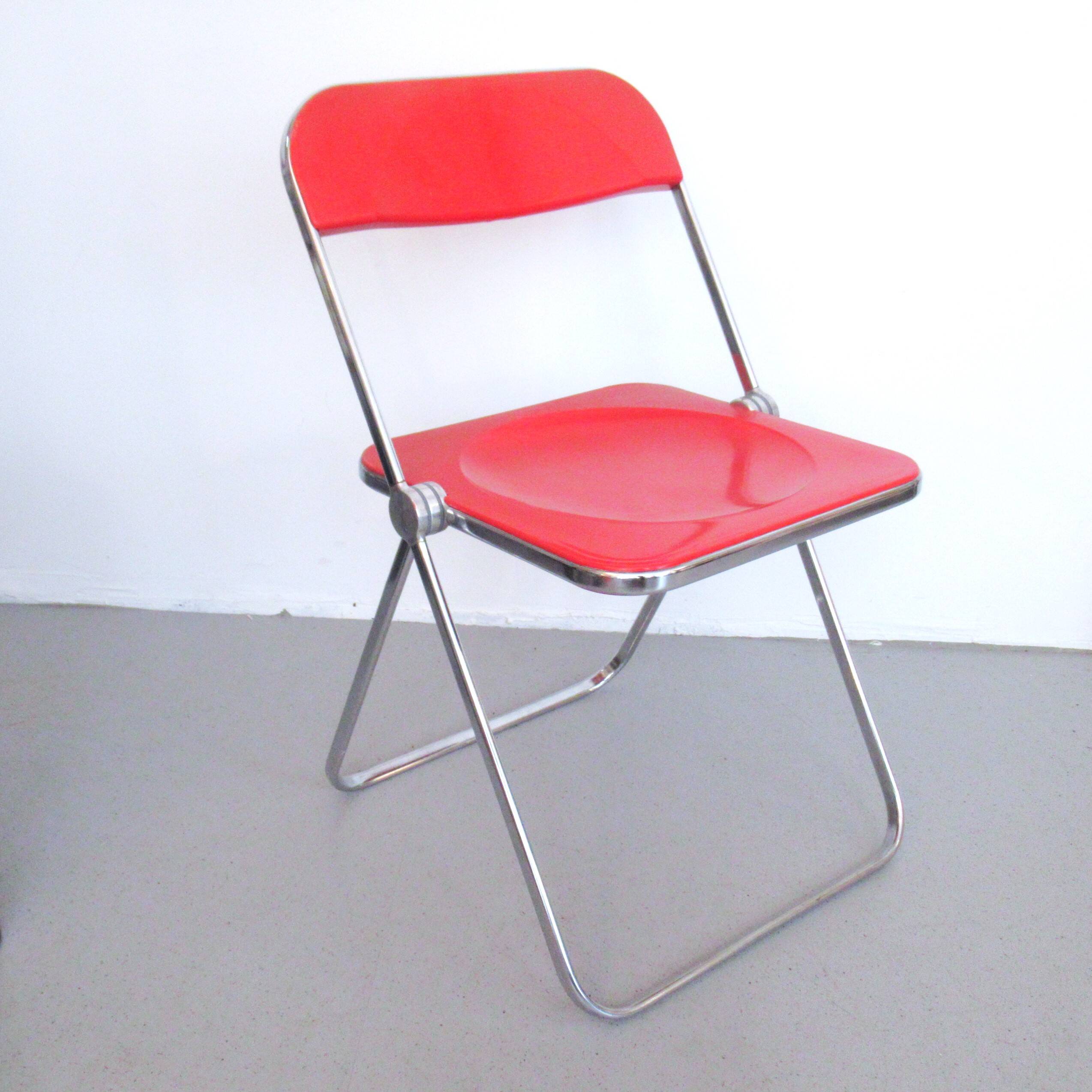 Red Plia chair Giancarlo Piretti Anonima Castelli | Selency