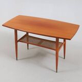 Vintage teak coffee table with double caned top 1960 Denmark