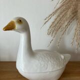 Vintage-beautiful earthenware terrine-white goose