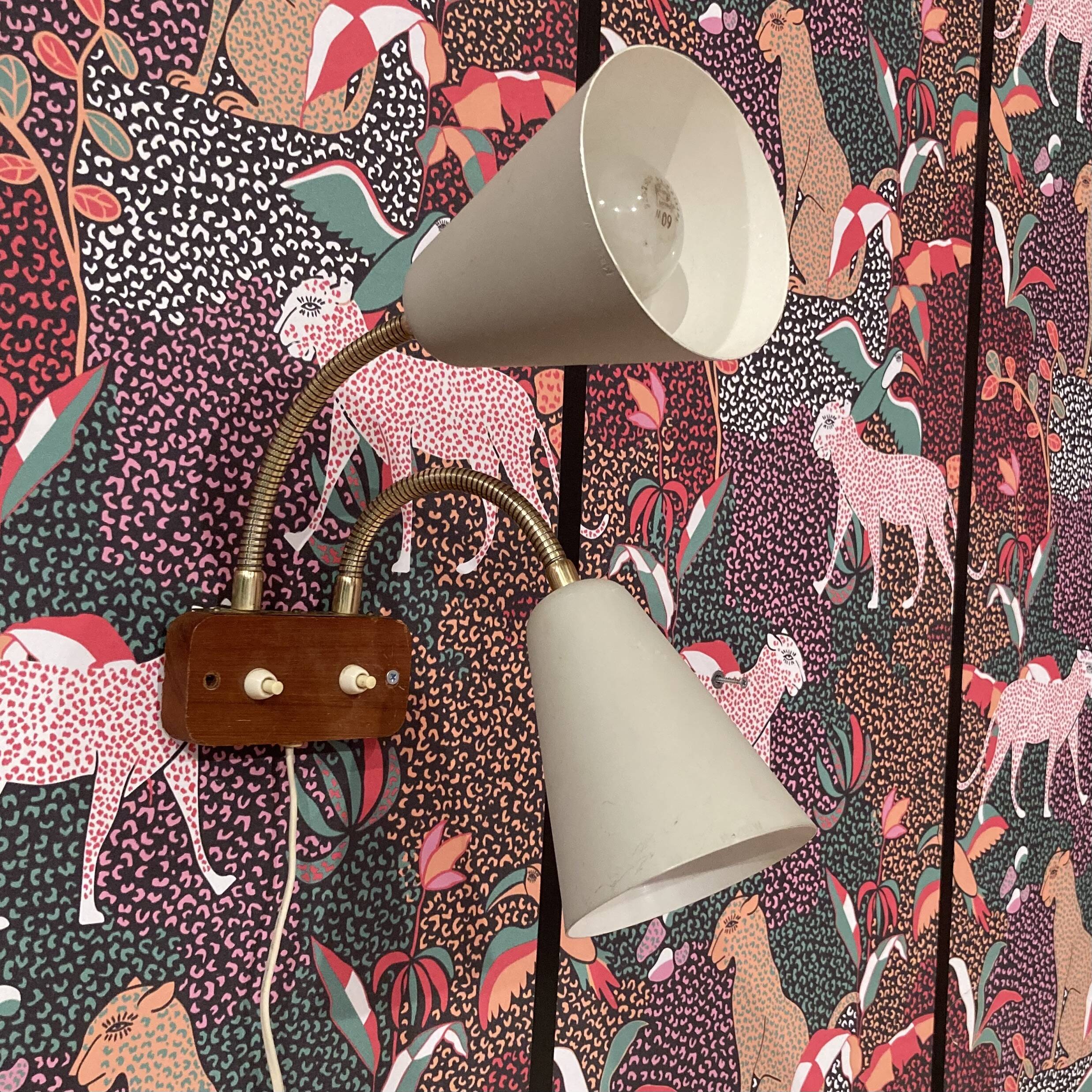 Large double wall light, Scandinavian design, 1950s